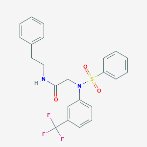 molecular formula C23H21F3N2O3S B258382 N-(2-phenylethyl)-2-[(phenylsulfonyl)-3-(trifluoromethyl)anilino]acetamide 