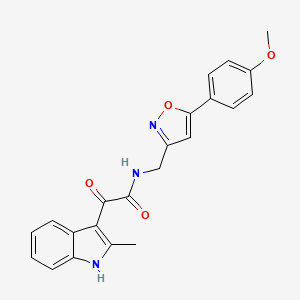 molecular formula C22H19N3O4 B2583821 N-((5-(4-甲氧基苯基)异恶唑-3-基)甲基)-2-(2-甲基-1H-吲哚-3-基)-2-氧代乙酰胺 CAS No. 953209-99-9