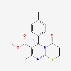 molecular formula C17H18N2O3S B2583828 methyl 8-methyl-6-(4-methylphenyl)-4-oxo-3,4-dihydro-2H,6H-pyrimido[2,1-b][1,3]thiazine-7-carboxylate CAS No. 608492-81-5