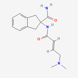 molecular formula C16H21N3O2 B2583838 2-[[(E)-4-(Dimethylamino)but-2-enoyl]amino]-1,3-dihydroindene-2-carboxamide CAS No. 2411323-11-8