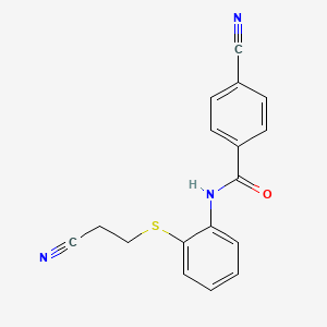 4-cyano-N-(2-((2-cyanoethyl)thio)phenyl)benzamide