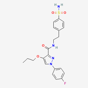 molecular formula C21H23FN4O4S B2583845 1-(4-fluorophenyl)-4-propoxy-N-(4-sulfamoylphenethyl)-1H-pyrazole-3-carboxamide CAS No. 1170820-54-8