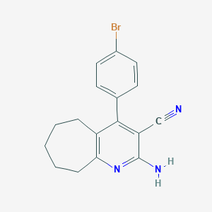 molecular formula C17H16BrN3 B258385 2-amino-4-(4-bromophenyl)-6,7,8,9-tetrahydro-5H-cyclohepta[b]pyridine-3-carbonitrile 