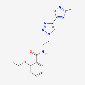 molecular formula C16H18N6O3 B2583856 2-乙氧基-N-(2-(4-(3-甲基-1,2,4-恶二唑-5-基)-1H-1,2,3-三唑-1-基)乙基)苯甲酰胺 CAS No. 2034569-83-8