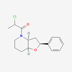 molecular formula C16H20ClNO2 B2583857 1-[(2S,3As,7aS)-2-phenyl-3,3a,5,6,7,7a-hexahydro-2H-furo[3,2-b]pyridin-4-yl]-2-chloropropan-1-one CAS No. 2411184-23-9