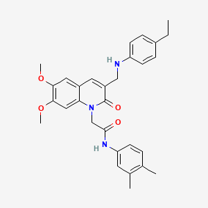 molecular formula C30H33N3O4 B2583871 N-(3,4-二甲基苯基)-2-(3-(((4-乙基苯基)氨基)甲基)-6,7-二甲氧基-2-氧代喹啉-1(2H)-基)乙酰胺 CAS No. 893788-70-0