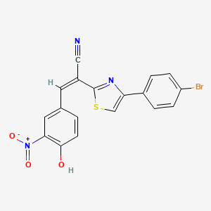 molecular formula C18H10BrN3O3S B2583876 (Z)-2-(4-(4-溴苯基)噻唑-2-基)-3-(4-羟基-3-硝基苯基)丙烯腈 CAS No. 476673-40-2