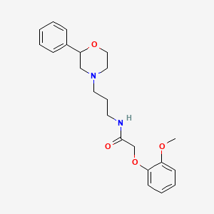 molecular formula C22H28N2O4 B2583894 2-(2-methoxyphenoxy)-N-(3-(2-phenylmorpholino)propyl)acetamide CAS No. 954247-02-0