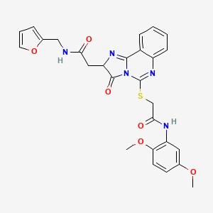 2-[5-[2-(2,5-dimethoxyanilino)-2-oxoethyl]sulfanyl-3-oxo-2H-imidazo[1,2-c]quinazolin-2-yl]-N-(furan-2-ylmethyl)acetamide