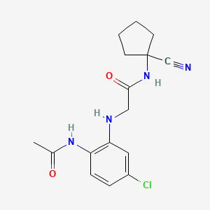 molecular formula C16H19ClN4O2 B2583899 2-[(5-chloro-2-acetamidophenyl)amino]-N-(1-cyanocyclopentyl)acetamide CAS No. 1241122-66-6