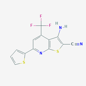 molecular formula C13H6F3N3S2 B258390 3-Amino-6-(thiophen-2-yl)-4-(trifluoromethyl)thieno[2,3-b]pyridine-2-carbonitrile 