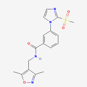 molecular formula C17H18N4O4S B2583903 N-((3,5-dimethylisoxazol-4-yl)methyl)-3-(2-(methylsulfonyl)-1H-imidazol-1-yl)benzamide CAS No. 2034540-75-3