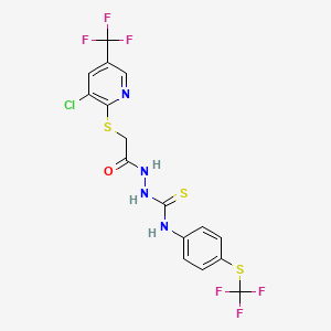 molecular formula C16H11ClF6N4OS3 B2583906 1-[[2-[3-氯-5-(三氟甲基)吡啶-2-基]硫代乙酰氨基]-3-[4-(三氟甲基硫代)苯基]硫脲 CAS No. 1022740-35-7