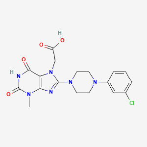 molecular formula C18H19ClN6O4 B2583914 2-{8-[4-(3-氯苯基)哌嗪-1-基]-3-甲基-2,6-二氧代-2,3,6,7-四氢-1H-嘌呤-7-基}乙酸 CAS No. 1333684-17-5