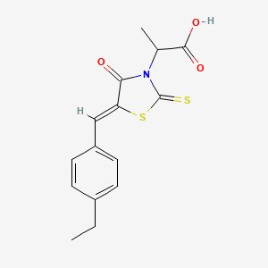 molecular formula C15H15NO3S2 B2583922 2-[(5Z)-5-[(4-ethylphenyl)methylidene]-4-oxo-2-sulfanylidene-1,3-thiazolidin-3-yl]propanoic acid CAS No. 463971-65-5