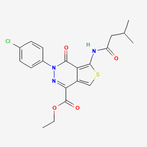 molecular formula C20H20ClN3O4S B2583928 Ethyl 3-(4-chlorophenyl)-5-(3-methylbutanoylamino)-4-oxothieno[3,4-d]pyridazine-1-carboxylate CAS No. 851950-04-4