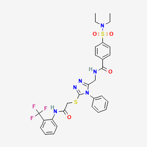 molecular formula C29H29F3N6O4S2 B2583929 4-(N,N-diethylsulfamoyl)-N-((5-((2-oxo-2-((2-(trifluoromethyl)phenyl)amino)ethyl)thio)-4-phenyl-4H-1,2,4-triazol-3-yl)methyl)benzamide CAS No. 392681-27-5