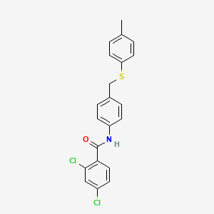 molecular formula C21H17Cl2NOS B2583932 2,4-dichloro-N-(4-{[(4-methylphenyl)sulfanyl]methyl}phenyl)benzenecarboxamide CAS No. 338398-72-4