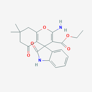 molecular formula C21H22N2O5 B258394 Ethyl 2-amino-7,7-dimethyl-2',5-dioxo-1',2',5,6,7,8-hexahydrospiro[chromene-4,3'-indole]-3-carboxylate 