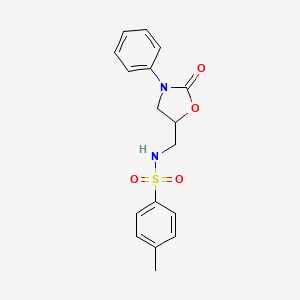 molecular formula C17H18N2O4S B2583943 4-methyl-N-((2-oxo-3-phenyloxazolidin-5-yl)methyl)benzenesulfonamide CAS No. 954703-62-9