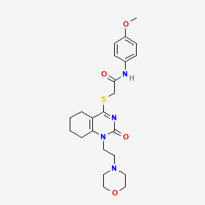molecular formula C23H30N4O4S B2583947 N-(4-methoxyphenyl)-2-((1-(2-morpholinoethyl)-2-oxo-1,2,5,6,7,8-hexahydroquinazolin-4-yl)thio)acetamide CAS No. 898460-80-5
