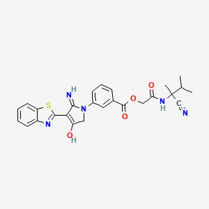molecular formula C26H25N5O4S B2583950 [2-[(2-Cyano-3-methylbutan-2-yl)amino]-2-oxoethyl] 3-[4-(1,3-benzothiazol-2-yl)-3-hydroxy-5-imino-2H-pyrrol-1-yl]benzoate CAS No. 930719-49-6
