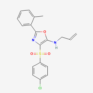 molecular formula C19H17ClN2O3S B2583953 4-[(4-chlorophenyl)sulfonyl]-2-(2-methylphenyl)-N-(prop-2-en-1-yl)-1,3-oxazol-5-amine CAS No. 862741-59-1