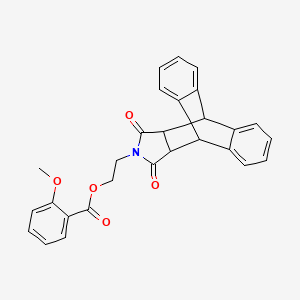 molecular formula C28H23NO5 B2583957 2-{16,18-Dioxo-17-azapentacyclo[6.6.5.0^{2,7}.0^{9,14}.0^{15,19}]nonadeca-2(7),3,5,9(14),10,12-hexaen-17-yl}ethyl 2-methoxybenzoate CAS No. 312604-42-5