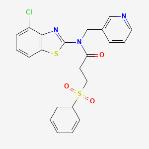 molecular formula C22H18ClN3O3S2 B2583964 3-(benzenesulfonyl)-N-(4-chloro-1,3-benzothiazol-2-yl)-N-[(pyridin-3-yl)methyl]propanamide CAS No. 895017-71-7