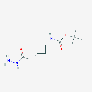 molecular formula C11H21N3O3 B2583971 Tert-butyl 3-(2-hydrazinyl-2-oxoethyl)cyclobutylcarbamate CAS No. 1463522-75-9