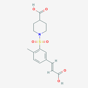 molecular formula C16H19NO6S B2583974 (E)-1-((5-(2-carboxyvinyl)-2-methylphenyl)sulfonyl)piperidine-4-carboxylic acid CAS No. 327094-23-5