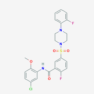 molecular formula C24H22ClF2N3O4S B2583976 N-(5-chloro-2-methoxyphenyl)-2-fluoro-5-((4-(2-fluorophenyl)piperazin-1-yl)sulfonyl)benzamide CAS No. 451499-34-6