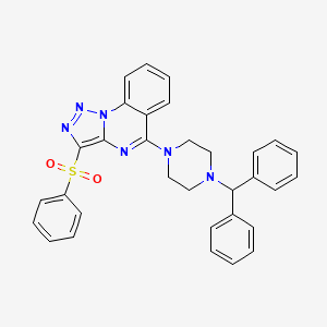 molecular formula C32H28N6O2S B2583977 5-(4-Benzhydrylpiperazin-1-yl)-3-(phenylsulfonyl)[1,2,3]triazolo[1,5-a]quinazoline CAS No. 887208-81-3