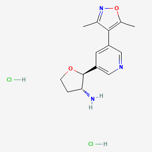 molecular formula C14H19Cl2N3O2 B2583982 (2S,3R)-2-[5-(3,5-Dimethyl-1,2-oxazol-4-yl)pyridin-3-yl]oxolan-3-amine;dihydrochloride CAS No. 2287347-55-9