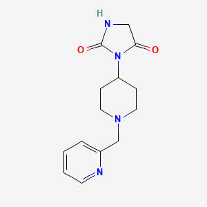 molecular formula C14H18N4O2 B2583985 3-{1-[(pyridin-2-yl)methyl]piperidin-4-yl}imidazolidine-2,4-dione CAS No. 2324857-45-4