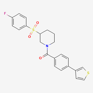molecular formula C22H20FNO3S2 B2583995 (3-((4-Fluorophenyl)sulfonyl)piperidin-1-yl)(4-(thiophen-3-yl)phenyl)methanone CAS No. 1797861-26-7