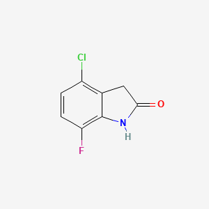 molecular formula C8H5ClFNO B2583997 4-氯-7-氟吲哚-2-酮 CAS No. 1523333-96-1