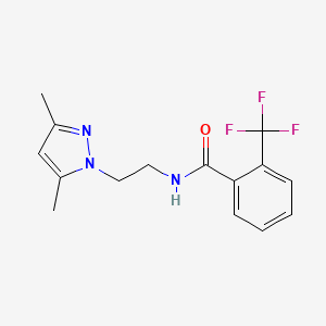 molecular formula C15H16F3N3O B2584002 N-(2-(3,5-dimethyl-1H-pyrazol-1-yl)ethyl)-2-(trifluoromethyl)benzamide CAS No. 1226449-46-2