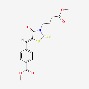 molecular formula C17H17NO5S2 B2584010 (Z)-methyl 4-((3-(4-methoxy-4-oxobutyl)-4-oxo-2-thioxothiazolidin-5-ylidene)methyl)benzoate CAS No. 681815-00-9