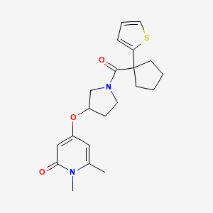 molecular formula C21H26N2O3S B2584031 1,6-dimethyl-4-((1-(1-(thiophen-2-yl)cyclopentanecarbonyl)pyrrolidin-3-yl)oxy)pyridin-2(1H)-one CAS No. 2034239-44-4