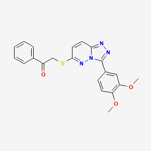 molecular formula C21H18N4O3S B2584032 2-((3-(3,4-Dimethoxyphenyl)-[1,2,4]triazolo[4,3-b]pyridazin-6-yl)thio)-1-phenylethanone CAS No. 852438-04-1