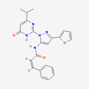 (Z)-N-(3-(furan-2-yl)-1-(4-isopropyl-6-oxo-1,6-dihydropyrimidin-2-yl)-1H-pyrazol-5-yl)-3-phenylacrylamide