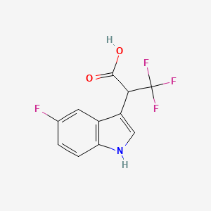 molecular formula C11H7F4NO2 B2584045 3,3,3-三氟-2-(5-氟-1H-吲哚-3-基)丙酸 CAS No. 1417982-27-4