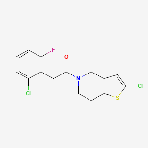 molecular formula C15H12Cl2FNOS B2584070 1-(2-chloro-6,7-dihydrothieno[3,2-c]pyridin-5(4H)-yl)-2-(2-chloro-6-fluorophenyl)ethanone CAS No. 2034416-97-0
