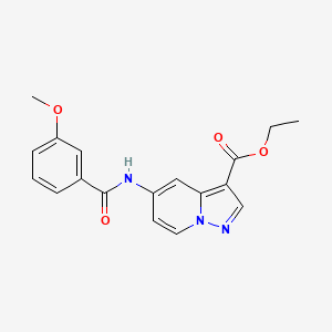 molecular formula C18H17N3O4 B2584076 5-(3-甲氧基苯甲酰氨基)吡唑并[1,5-a]吡啶-3-羧酸乙酯 CAS No. 1396765-69-7