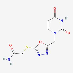 molecular formula C9H9N5O4S B2584093 2-((5-((2,4-二氧代-3,4-二氢嘧啶-1(2H)-基)甲基)-1,3,4-恶二唑-2-基)硫代)乙酰胺 CAS No. 1091392-46-9