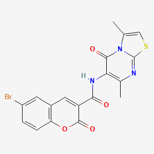 molecular formula C18H12BrN3O4S B2584095 6-溴-N-(3,7-二甲基-5-氧代-5H-噻唑并[3,2-a]嘧啶-6-基)-2-氧代-2H-色烯-3-甲酰胺 CAS No. 946250-85-7