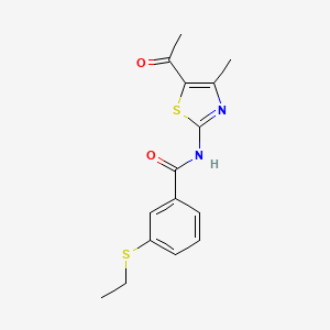 molecular formula C15H16N2O2S2 B2584113 N-(5-乙酰基-4-甲基噻唑-2-基)-3-(乙硫基)苯甲酰胺 CAS No. 898423-02-4