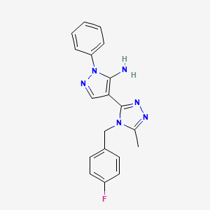 molecular formula C19H17FN6 B2584120 4-[4-(4-fluorobenzyl)-5-methyl-4H-1,2,4-triazol-3-yl]-1-phenyl-1H-pyrazol-5-amine CAS No. 955962-91-1