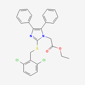 molecular formula C26H22Cl2N2O2S B2584126 2-{2-[(2,6-二氯苄基)硫代]-4,5-二苯基-1H-咪唑-1-基}乙酸乙酯 CAS No. 339277-35-9